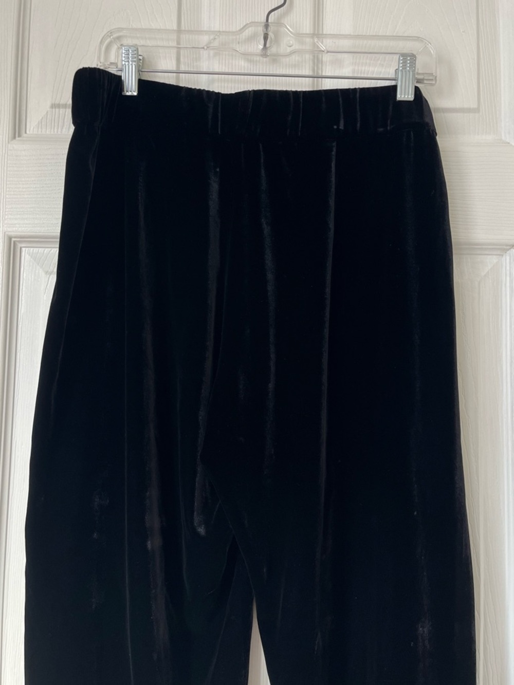 EILEEN FISHER Black Velvet Pull-On Trousers pants size L - Picture 3 of 5